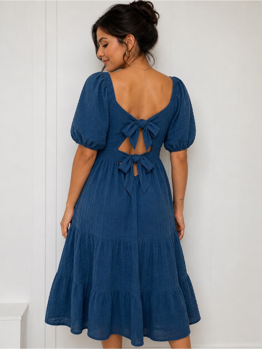 Arula Teal Midi Dress with Tie back